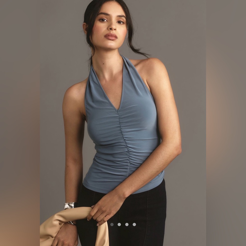 Anthropologie ruched halter tank XS